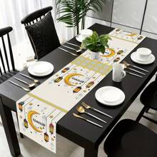 1pc Cartoon Star And Moon Design Table Runner, Imitation Linen Rectangular Indoor/Outdoor Festival Decor For Dining Table And Cabinet, Suitable For /, Home, Restaurant, Living Room Decoration, All Seasons - Multicolor - View 6