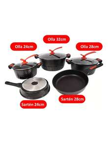 Bateria Cocina 8pz Ceramica Antiadherente Duly D´ Luxe - Negro - Ver 5