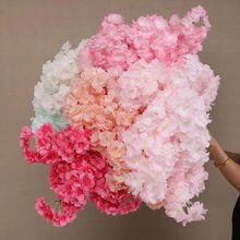 2 Psc Artificial 3-Fork DIY Encrypted Cherry Blossom Branch Wedding Arch Decoration Indoor Scenery Flowers Fake Plants,Fall Decor,Room,Desk,Garden Decor,Room Decoration Stuff, Valentine Day, Gift