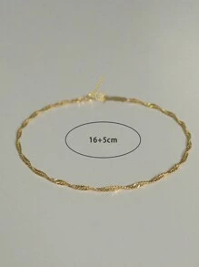 Nooxian 1條簡約女士金色不鏽鋼水波紋鏈 - 金黃色 - 查看 4