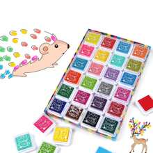 24Pcs/Set Mixed-Clolor Ink Pad Ink Stamp Pad For DIY Doodling, Spraying Painting Board,Scrapbook Decoration, Finger Painting,Stamp, Office, School Tools(4*4cm) - Multicolor - View 2