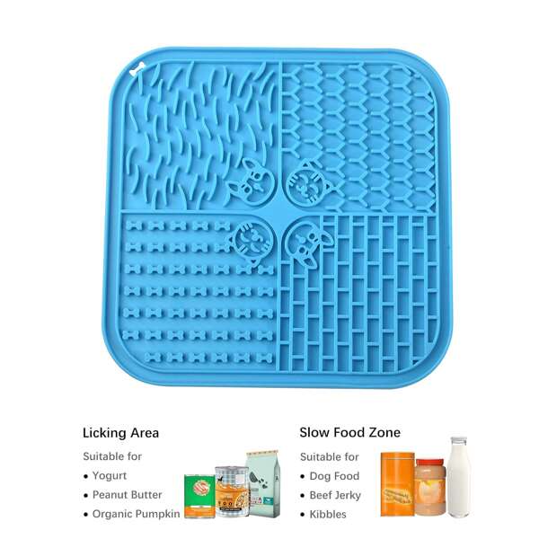 1pc Large Pet Dog & Cat Suction Cup Lick Mat, Peanut Butter Licking Plate, Anxiety Relief Licking Pad For Dogs, Bathing Therapy Mat For Dogs, Boredom Buster Toy