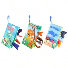 3 Piezas Conjunto De Libros De Tela De Cola De Bebé Con Papel De Sonido Y Diseño 3d, Resistente A Roturas, Resistente A Mordeduras, Reutilizable, Juguete Educativo Para El Aprendizaje Temprano Y La Cognición De Animales - Multicolor - Ver 7