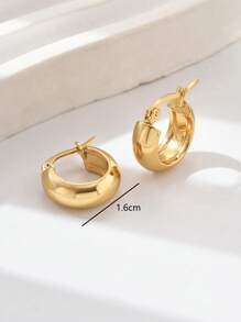 1 Pair Of Classic And Unique Light Luxury Stainless Steel Gold Plated Plain Circle Earrings, Women's Popular Fashionable Ear Jewelry