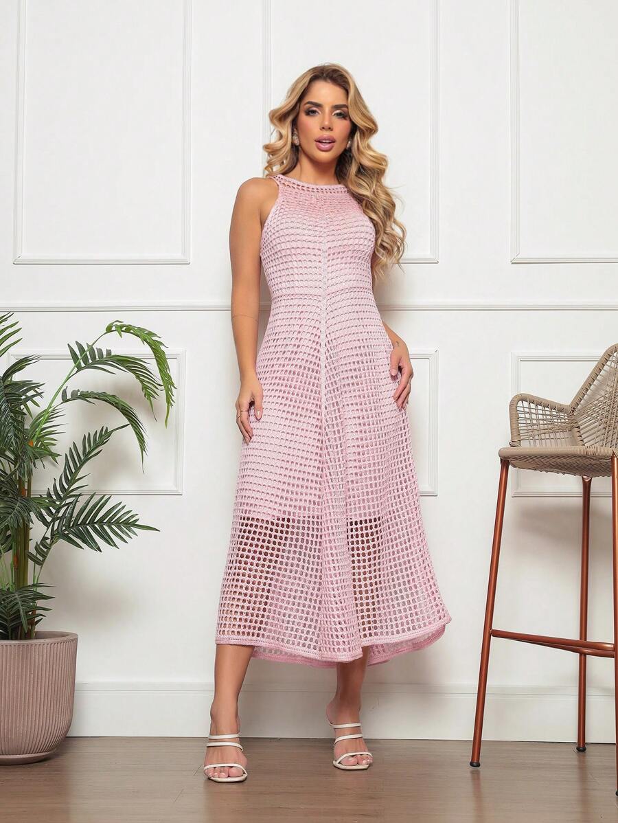 Women Sweater Dresses - Baby Pink - View 1