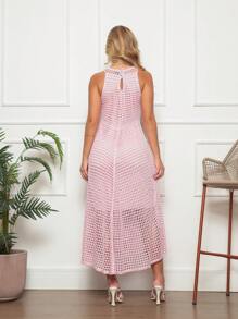 Women Sweater Dresses - Baby Pink - View 2