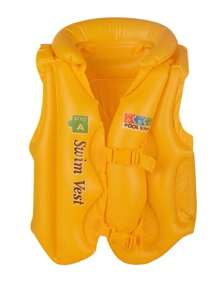 ABC espesado nadar Chaleco Cazadora de vida con inflable flotadores , ajustable de seguridad hebilla con dos globo diseño , para nadar quinielas , , con , ABC Cazadora de vida - Amarillo - Ver 1