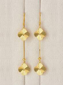 1Pair Sparkling 925 Silver Layered Four Leaf Clover 18K Gold Plated Dangle Earrings,Gifts For Mother's Day,Perfect For Women Daily Wear