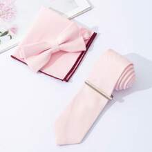 4 cái/bộ Nam Cao-kết thúc Thon gọn Len Cà vạt , Nơ thắt , Hình vuông bỏ túi Và Kẹp cà vạt Tổ hợp Bộ , Thích hợp Đối với Sinh nhật Và Ngày lễ Hoàn hảo Đối với Đám cưới , , Ngày tháng , Bữa tối , Và - Bộ cà vạt bốn mảnh vừa vặn - Xem 27