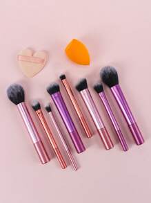 12pcs Multi-Functional Makeup Brush Set Including Powder Brush, Blush Brush, Foundation Brush, Eyeshadow Brush, Blending Brush, Contour Brush, Along With An Oblique Cut Makeup Sponge, Rounded Makeup Sponge, And White Powder Puff,Brush Set,Makeup Brush Kit,Make Up Brush Set,Make Up Set Complete,Makeup Brush Set,Complete Makeup Kit,Brush Kit,Brushes Makeup Set,Makeup Gift Set - Multicolor - View 4