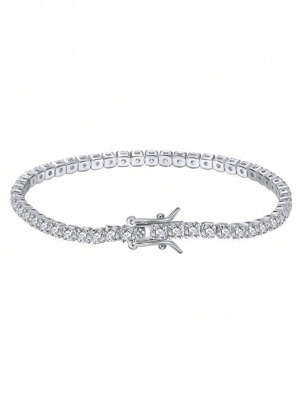 Pulseira De Corrente De Prata Com Zircônio Cúbico, Joias Nupciais Para Casamento E Noivado