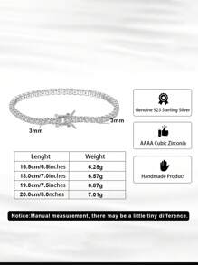 鋯石銀鍊手鍊結婚訂婚新娘珠寶 - 銀色 - 查看 6