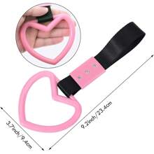 2 Pieces Heart Shaped Car Handle Straps Drift Charm Rear Bumper Warning Ring Decor Subway Bus Broken Heart Handle For Car Interior(Light Pink) - Pink - View 2