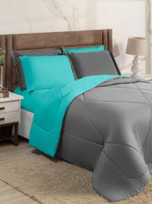 Comforter Sets - 灰/綠松石藍 - 查看 2