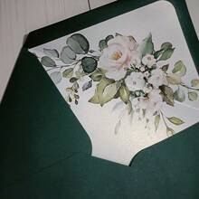 10pcs 5X7INCH Green Matt Rectangle Envelope With Flower Lined For Wedding Invitation Card 196X138MM Back To School - Green - View 3