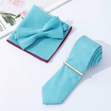 4 cái/bộ Nam Cao-kết thúc Thon gọn Len Cà vạt , Nơ thắt , Hình vuông bỏ túi Và Kẹp cà vạt Tổ hợp Bộ , Thích hợp Đối với Sinh nhật Và Ngày lễ Hoàn hảo Đối với Đám cưới , , Ngày tháng , Bữa tối , Và - Bộ cà vạt bốn mảnh vừa vặn - Xem 24