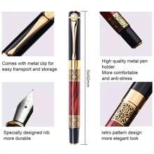2pcs Pen + 100 Ink Cartridges Set, Vintage High-End Business Fountain Pen With Fine Nib Back To School - Multicolor - View 7