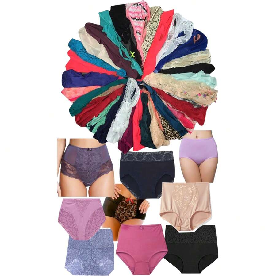 Women's Pack Of 6 Or 12 Randomly Assorted Styles Of Bikini, Thong, And Briefs - 6 Pack: Randomly Assorted Briefs - View 1