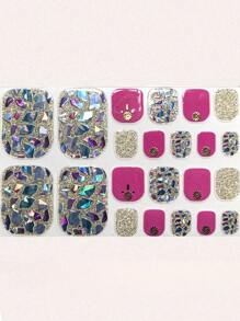 22入組粉色貝殼熱燙腳尖美甲貼紙，帶海灘貝殼和海洋元素，DIY - 彩色 - 查看 2