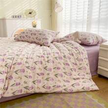 4 cái/bộ Hoạt hình In hoa Bộ vỏ chăn ( 1 Vỏ chăn Duvet , 1 Chăn Phẳng , 2 Vỏ gối , Đổ đầy ) , Tươi Bộ chăn ga gối Đối với Tất cả các mùa - Nhiều màu - Xem 8