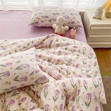 4 cái/bộ Hoạt hình In hoa Bộ vỏ chăn ( 1 Vỏ chăn Duvet , 1 Chăn Phẳng , 2 Vỏ gối , Đổ đầy ) , Tươi Bộ chăn ga gối Đối với Tất cả các mùa - Nhiều màu - Xem 9