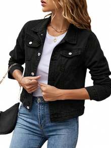 Chamarra de mezclilla - Negro - Ver 3