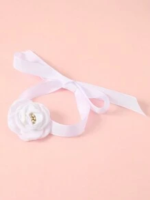 1 件女士新娘玫瑰花腕花。适合婚纱、伴娘和新娘在情人节佩戴 - 白色 - 查看 6