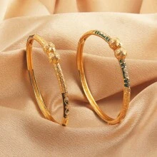 1pc Copper Retro Bracelet With Oil Drop Design And Clasp - Multicolor - View 5