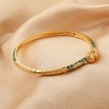 1pc Copper Retro Bracelet With Oil Drop Design And Clasp - Multicolor - View 7