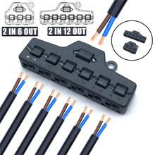 6 Ports Out Line Splitter Quick Connect Low Voltage Wire Splitter Distribution Block For Lighting Led Strip Connection Terminal - Black - View 5