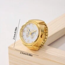 1pc Gold-Tone Butterfly Design Watch Ring With Fashionable & Personalized Style