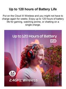 HyperX Cloud III 无线 2.4 GHz 环绕声游戏耳机 防噪音麦克风控制器 - 黑色 - 查看 6