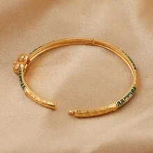 1pc Copper Retro Bracelet With Oil Drop Design And Clasp - Multicolor - View 8