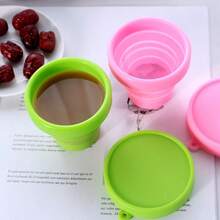 1pc Outdoors Collapsible Water Cup150ML Silicone Collapsible Water Cup  Portable & Anti-Fall, High Temperature Resistant! - Pink - View 3
