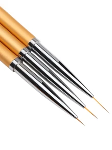 Set da 3 pennelli per arte di unghie con linee disegnate, pennelli liner per unghie con manico in metallo e punte ultra sottili, set di pennelli per disegno di fiori e pittura per unghie, articoli per la scuola - Multicolore - Visualizzare 4