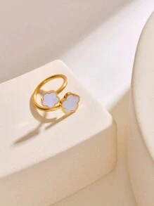 18K Gold Plated Fashion Stainless Steel Flower Ring For Women For Daily Life For Girlfriend Gift For Men Valentines,Mom,Mother,Mother's Day,Gift