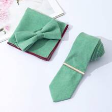 4 cái/bộ Nam Cao-kết thúc Thon gọn Len Cà vạt , Nơ thắt , Hình vuông bỏ túi Và Kẹp cà vạt Tổ hợp Bộ , Thích hợp Đối với Sinh nhật Và Ngày lễ Hoàn hảo Đối với Đám cưới , , Ngày tháng , Bữa tối , Và - Bộ cà vạt bốn mảnh vừa vặn - Xem 21