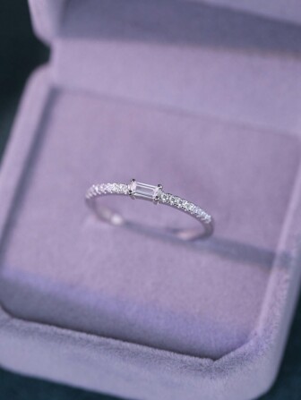 1 件 925 纯银锆石镀 18K 金戒指，简约设计，适合女士日常佩戴、度假、约会、礼物