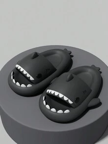 Sandalias Pantuflas interior y de playa Hermoso tiburón - Negro - Ver 7