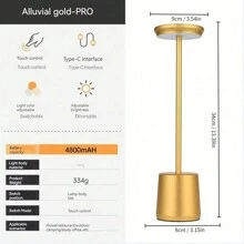 1件觸控可充電led桌燈,日式風格,便攜式金屬燈,豪華床頭夜燈,餐廳酒吧高級氣氛感桌燈