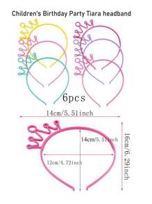 6pcs/Set Random Color Mixing Children's Cute Princess Sweet Hair Band, Plastic CrownHeadband Children's Dress Up Girls Candy Color Headband Party Crown, Idealchoice For Gifts - Multicolor - View 2