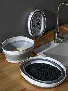 Multifunctional Kitchen Basket, Colander, Fruit And Vegetable Basket, Food-Safe Material. - Grey - View 4