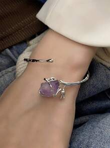 1 Miếng Sang trọng 925 sterling bạc Hoa hồng & Thạch anh tím thiên nhiên Mở Nhẫn Vòng tay , Retro Thiết kế ban đầu , Hoa hồng , 18K Vàng MẠ , Đồ trang sức , Thích hợp Đối với Của phụ nữ Mặc hàng ngày Với Ngày lễ tình nhân Hộp Quà bao bì - Vòng tay dạng mở bằng thạch anh tím tự nhiên hoa hồng - Xem 3