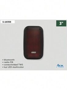 Bocina Bluetooth Portátil Aek Cyber S-10350 3" con Luces LED y Radio FM - Negro - Ver 2