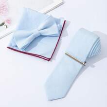 4 cái/bộ Nam Cao-kết thúc Thon gọn Len Cà vạt , Nơ thắt , Hình vuông bỏ túi Và Kẹp cà vạt Tổ hợp Bộ , Thích hợp Đối với Sinh nhật Và Ngày lễ Hoàn hảo Đối với Đám cưới , , Ngày tháng , Bữa tối , Và - Bộ cà vạt bốn mảnh vừa vặn - Xem 4