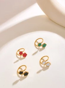 18K Gold Plated Fashion Stainless Steel Flower Ring For Women For Daily Life For Girlfriend Gift For Men Valentines,Mom,Mother,Mother's Day,Gift