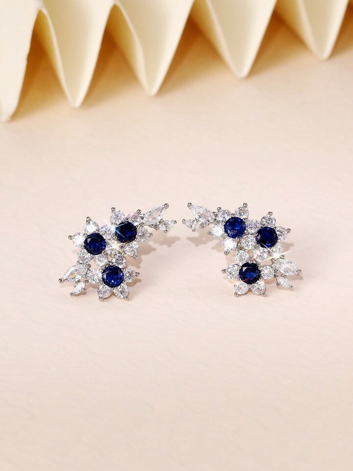 1 Pair Gorgeous Cubic Zirconia Stud Earrings For Women For