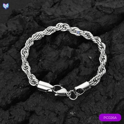 1pza Pulsera tejido torzal de 20cms elaborada en acero inoxidable