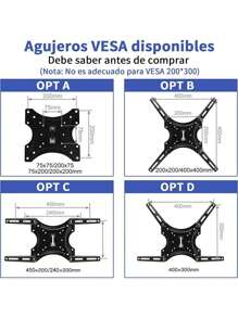 Soporte De TV Ajustable Universal Para, Resistente, Soporte Para TV Ajustable Color Negro, Soporta Hasta 40 Kg, Soporte De Pared Para TV/Television/Televisor Movible Con Brazo Para Pantallas Pulgadas, Resistente Con Materiales Reforzado, Apto Para La MayoríA De Televisores Y Monitores De Pantalla Plana Led Lcd De 14" A 55" (Negro) - Negro - Ver 3