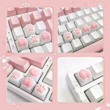 Custom Cat Paws/Butts PC Silicone PBT Keycaps Compatible For Mechanical Keyboard - Pink - View 6